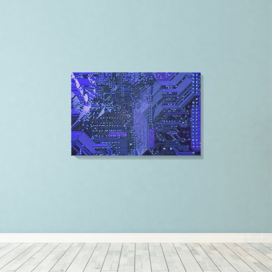 Blue Cyber Circuit Board Tech Art Electronics Leinwanddruck (Insitu (Holzboden))