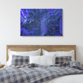 Blue Cyber Circuit Board Tech Art Electronics Leinwanddruck (Insitu (Schlafzimmer))