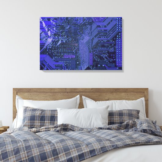 Blue Cyber Circuit Board Tech Art Electronics Leinwanddruck (Insitu (Schlafzimmer))