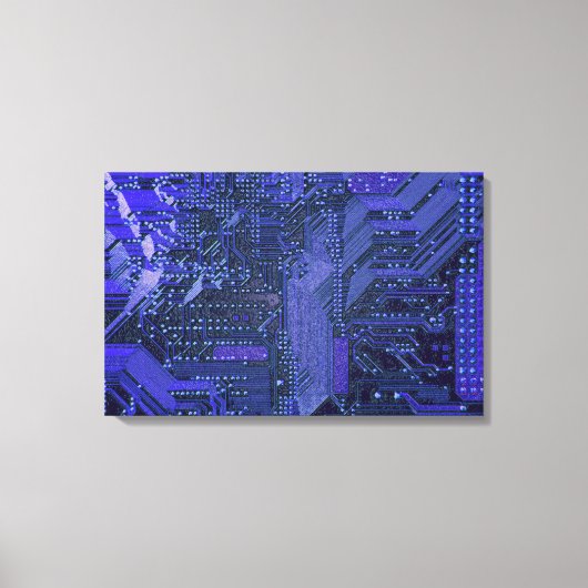 Blue Cyber Circuit Board Tech Art Electronics Leinwanddruck (Vorderseite)