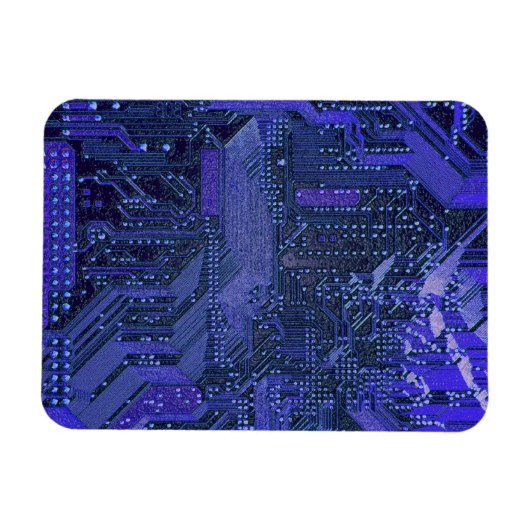 Blue Cyber Circuit Board Tech Art Electronics Magnet (Horizontal)