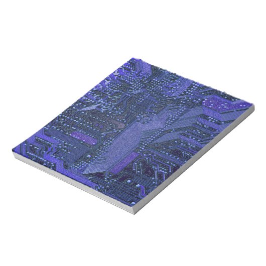 Blue Cyber Circuit Board Tech Art Electronics Notizblock (Rotiert)