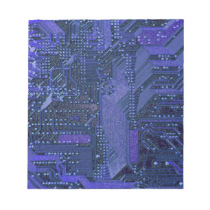 Blue Cyber Circuit Board Tech Art Electronics Notizblock