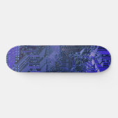 Blue Cyber Circuit Board Tech Art Electronics Skateboard (Horizontal)