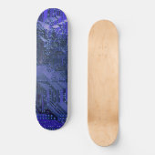 Blue Cyber Circuit Board Tech Art Electronics Skateboard (Vorderseite)