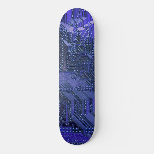 Blue Cyber Circuit Board Tech Art Electronics Skateboard (Vorderseite)