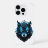 Blue Cyber Wolf Graphic iPhone Hülle (Rückseite)