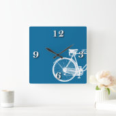 Blue Cycle Wall Clock Quadratische Wanduhr (Zuhause)