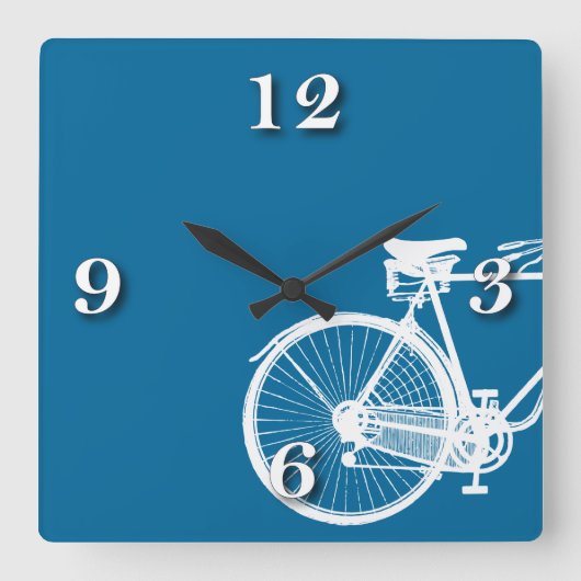 Blue Cycle Wall Clock Quadratische Wanduhr (Vorderseite)