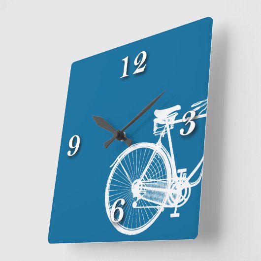 Blue Cycle Wall Clock Quadratische Wanduhr (Winkel)