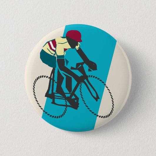 Blue Cycling im Retro-Stil Button (Vorderseite)