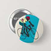 Blue Cycling im Retro-Stil Button (Vorne & Hinten)