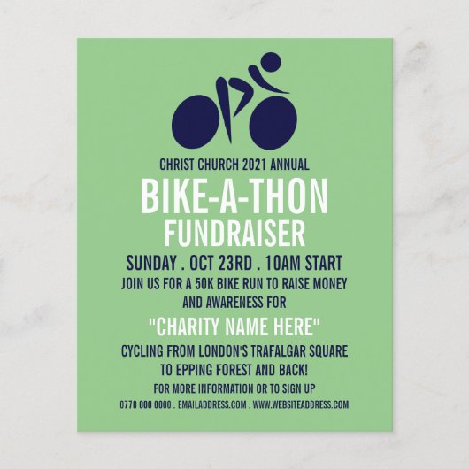 Blue Cycling Logo, Wohltätigkeit Bike-a-Thon Event Flyer (Vorne)