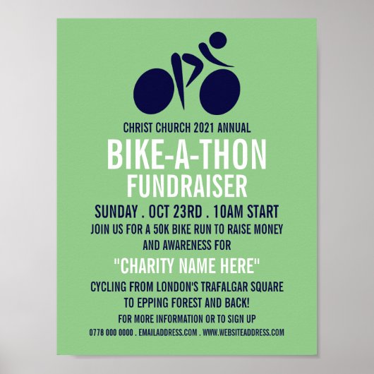 Blue Cycling Logo, Wohltätigkeit Bike-a-Thon Event Poster (Vorne)
