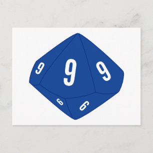 Blue D10 Würfel Tischnummer Postkarte