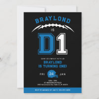 Blue D1 American Football First Birthday