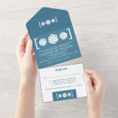 Blue D20 Dice Gamer All in One Wedding Invite Einladung (Abreißen)