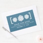 Blue D20 Dice Gamer Save the Date Stickers (Umschlag)