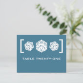 Blue D20 Dice Gamer Tischnummer Postcard (Stehend Vorderseite)