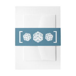 Blue D20 Dice Gamer Wedding Belly Bands Einladungsbanderole