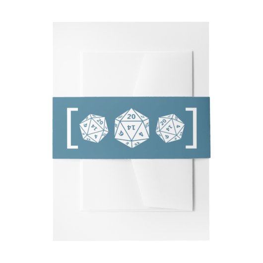 Blue D20 Dice Gamer Wedding Belly Bands Einladungsbanderole (Vorderseite Beispiel)