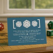 Blue D20 Dice Gamer Wedding Einladung
