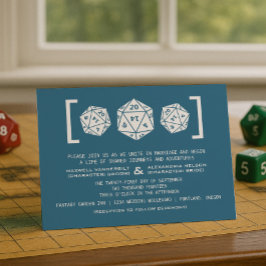 Blue D20 Dice Gamer Wedding Einladung