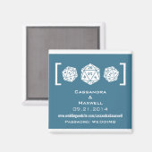 Blue D20 Dice Gamer Wedding Info Magnet v2 (Vorderseite/Rückseite)