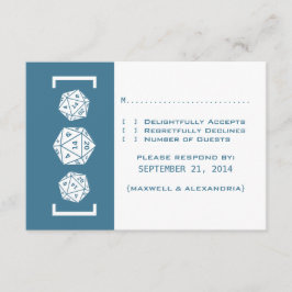 Blue D20 Dice Gamer Wedding Response Card RSVP Karte