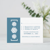 Blue D20 Dice Gamer Wedding Response Card RSVP Karte (Stehend Vorderseite)