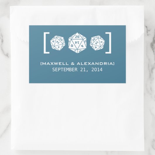 Blue D20 Dice Gamer Wedding Stickers (Tasche)