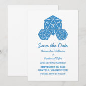 Blue D20 Dice Save the Date einladen Einladung (Vorne/Hinten)