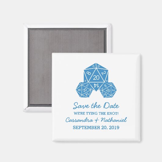 Blue D20 Dice Speichern Sie das Datumsfenster Magnet (Vorderseite/Rückseite)