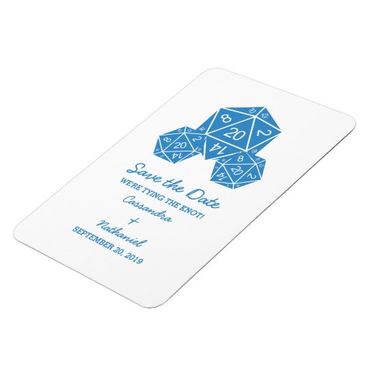 Blue D20 Dice Speichern Sie das Datumsfenster Magnet (Linke Seite)