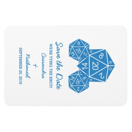 Blue D20 Dice Speichern Sie das Datumsfenster Magnet (Horizontal)