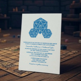 Blue D20 Dice Wedding Einladung