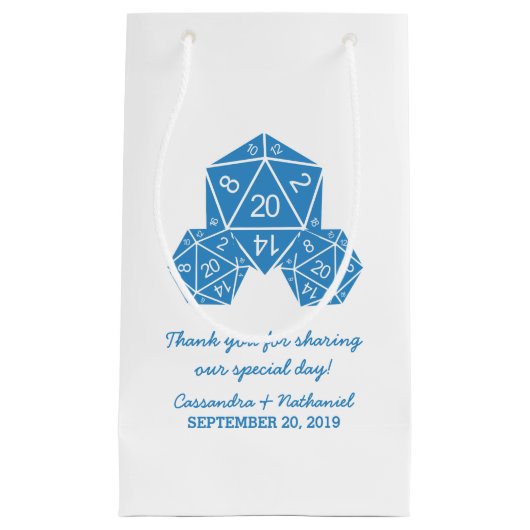 Blue D20 Dice Wedding Gift Bag Kleine Geschenktüte (Vorderseite)