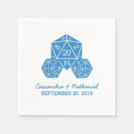 Blue D20 Dice Wedding Paper Napkins Serviette