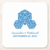Blue D20 Dice Wedding Paper Untersetzer (Vorderseite)