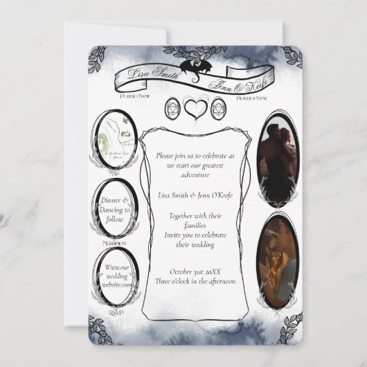 Blue D20 Tabletop RPG Fantasy Dice Wedding Invitat Einladung (Vorderseite)