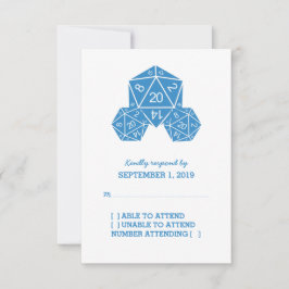 Blue D20-Würfel-Antwortkarte RSVP Karte