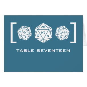 Blue D20 Würfel Gamer Tischnummer Card