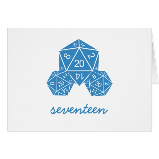 Blue D20 Würfel Tischnummer Card (Vorderseite (Horizontal))