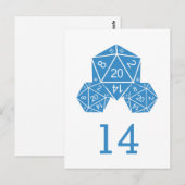 Blue D20 Würfel Tischnummer Postkarte (Vorne/Hinten)