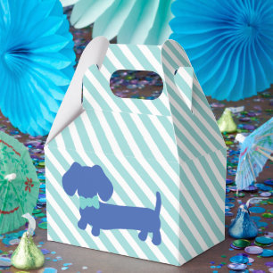 Blue Dackel Dackel Hund mit Bow Krawatte Gefälligk Geschenkschachtel