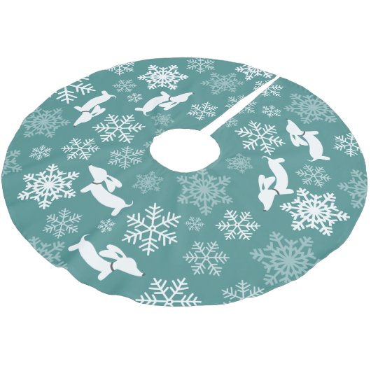 Blue Dackel Dog Weihnachtsbaum Rock Holiday Polyester Weihnachtsbaumdecke (Schrägansicht)