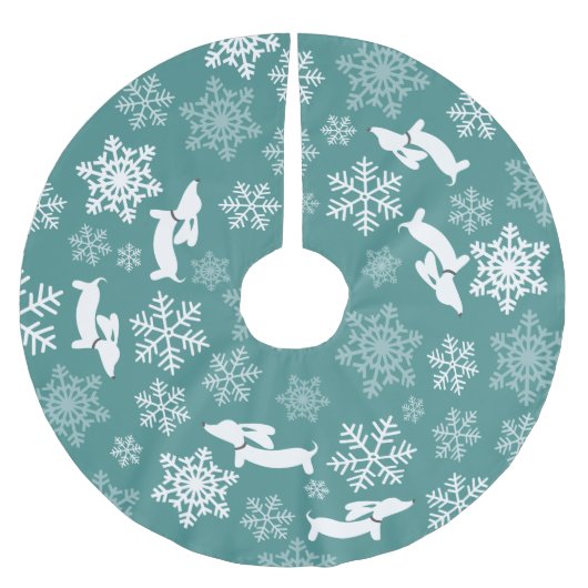 Blue Dackel Dog Weihnachtsbaum Rock Holiday Polyester Weihnachtsbaumdecke (Vorderseite)