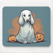 Blue Dackel Ghost Orange Pumpkin Halloween Mousepad (Vorne)