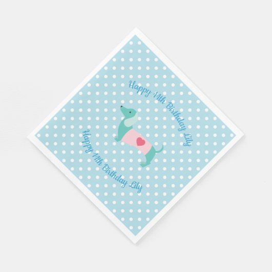 Blue Dackel Party Napkins Serviette (Ecke)