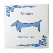 Blue Dackel Tile, Dutch Look, Personalize Fliese (Vorderseite)
